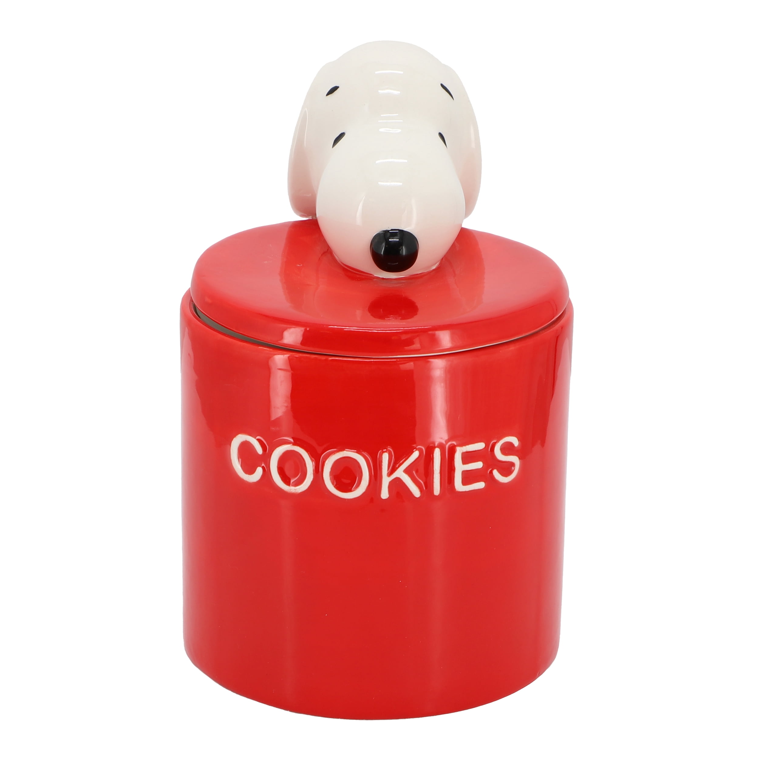 Peanuts Hello Cookies 8.2 Inch Ceramic Snoopy Cookie Jar w/ Lid in Red