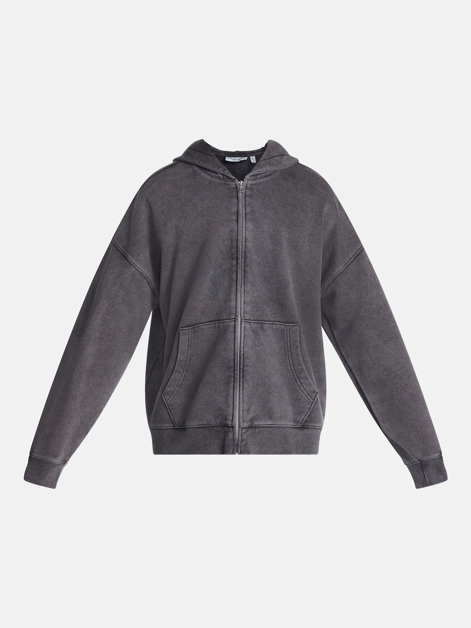 No Boundaries Boxy Oversized Fit Fleece Zip Hoodie Sweatshirt with Long Sleeves, Men's XS-4XLT