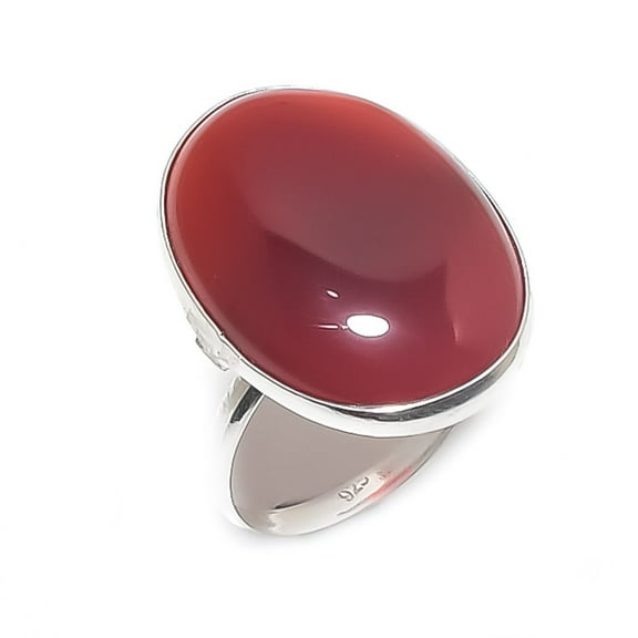 Natural Carnelian Gemstone Handmade 925 Sterling Silver Jewelry Ring Size 8