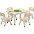 thumbnail image 1 of Ajustable en altura niños mesa y 4 sillas set: rectangular mesa superficie grafiti, non-slip legs, durable & safe bpa-free materials - ideal home, classroom, playroom (ages 3 - 8, burlywood), 1 of 8