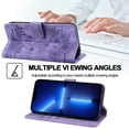 thumbnail image 5 of for iPhone 16 Case, Flower Embossed PU Leather Shockproof Magnetic Flip Cover Card Holders Wallet Purse Phone Case for iPhone 16, Purple, 5 of 7
