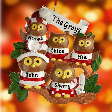 Personalized Owl Family Ornament, 5