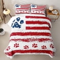thumbnail image 2 of Homewish Vintage Dog Paws Quilt King,Retro Us Flag King Coverlet Set,Red Stripes Decor,3 Pieces, 2 of 7