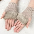 thumbnail image 7 of SPRING PARK 1 Pair Women Outdoor Winter Knitting Hand Warmer Breathable Girl Half Finger Gloves Hairy Mittens, 7 of 7