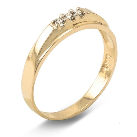 - 14K Solid Yellow Gold Wedding Ring with Stones in Band for Women