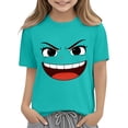 thumbnail image 6 of DAETIROS Boys 100% Cotton Graphic Tee Funny Face Short Sleeve Crew Neck T-Shirt for Little Kids Everyday Wear Mint Green Kids Boy Top,Size 4 T, 6 of 6
