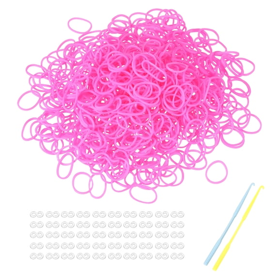 Uxcell 1200 Pcs Loom Rubber Bands Kit with 50 Pcs S-Clips 2-Hooks Rubber Bands Refill Bracelet Making Kits for Weaving DIY Handcrafts Gift, Pink
