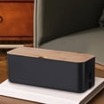 thumbnail image 5 of Fmnung Cable Management Box, Cord Organizer with Wood Lid for Desk TV Computer, Hide Power Strips and Cords, Cable Box with Ventilation Holes, White/Black, 5 of 6