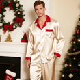 thumbnail image 5 of Family Christmas Pajamas Matching Sets Silk Satin Plus Size Casual Matching Set for Family, 5 of 10
