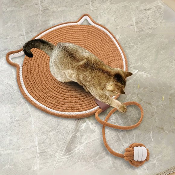 Antqov Pet Scratchers for Indoor Cats 1pc Woven Pet Scratch Pad with Ball Toy Pet Pet Scratch Board for Furniture Protection Woven Pet Bed Mattress Pet Mat Indoor Pet Grinding Claw Toy