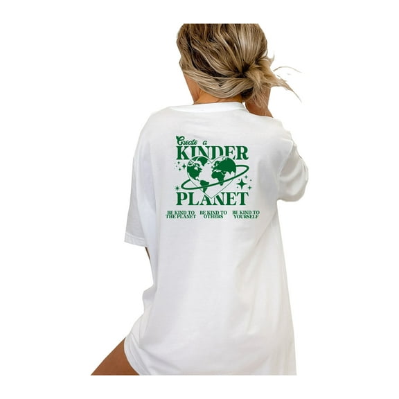 Trenz Shirt Company Kinder Planet Ladies Short Sleeve T-Shirt-White-Small