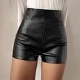 thumbnail image 2 of Likimi Womens Leather Shorts Slim Fit Zipper Solid Color High Waist Casual Fashionable Shorts Black Size 5Xl, 2 of 4
