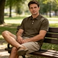 thumbnail image 7 of Yifymode Polo Shirts for Men Dry Fit Golf Polos Pleated Short Sleeve Button Up Shirt Plus Size Summer Cotton Athletic Tshirts,Brown L, 7 of 7