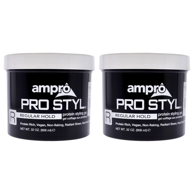 Gel de Coiffage Protéiné Pro Style - Tenue Régulière par Ampro pour Femmes - Gel 32 oz - Lot de 2