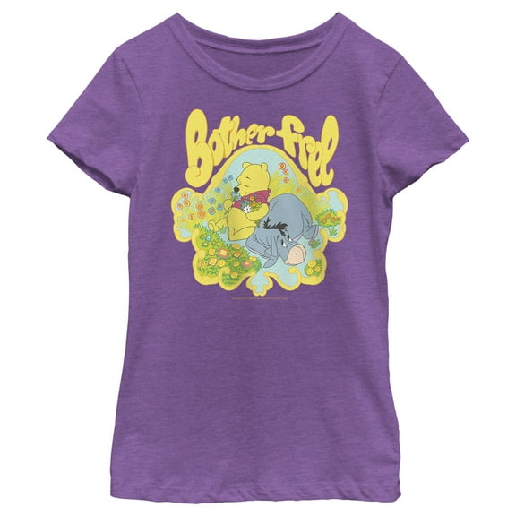 Girl's Winnie the Pooh Bother Free Graphic Tee Purple Berry Medium