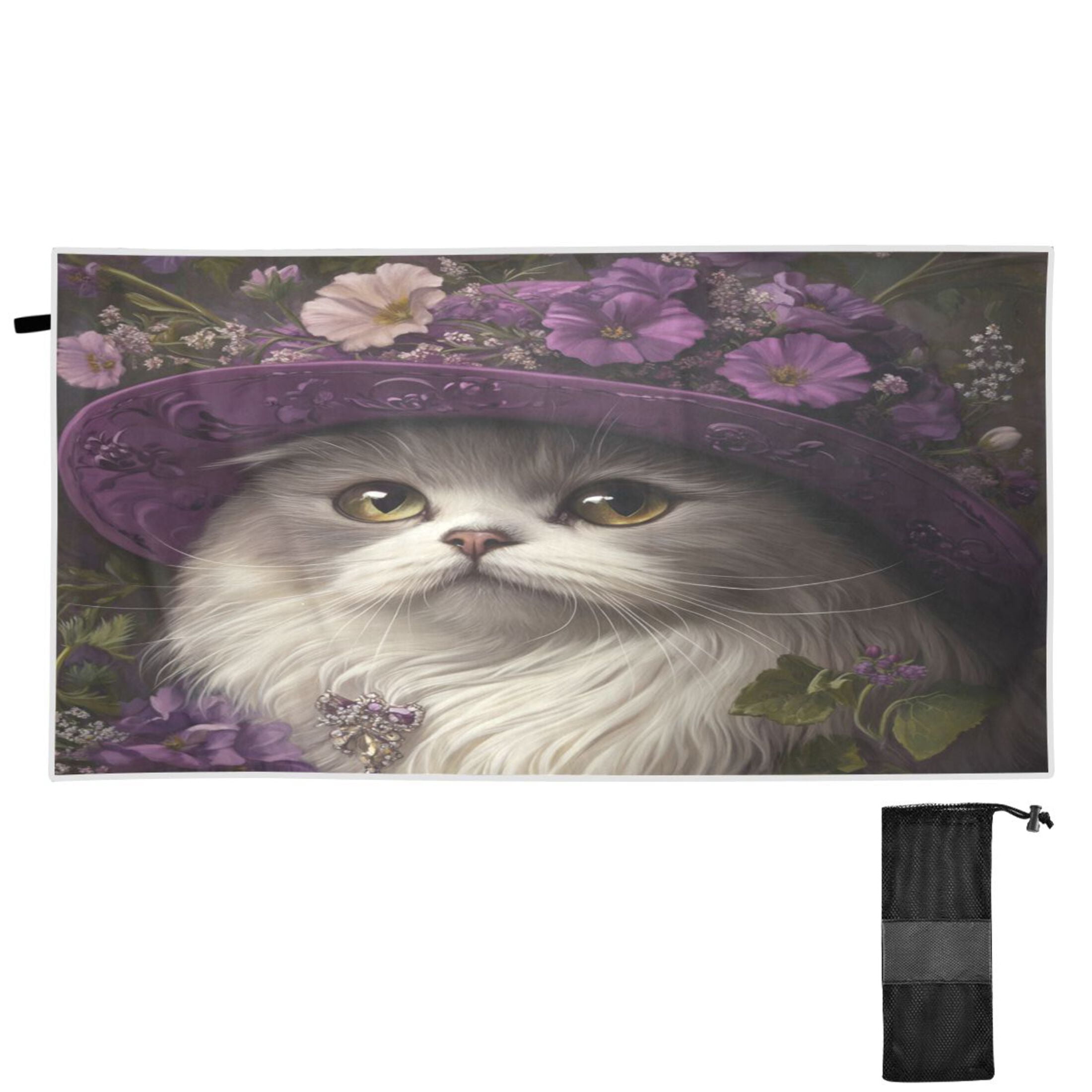 Qxltty Elegant Persian Cat Beach Towel Sand Free Bath Towel Absorbent Quick Dry Soft Lightweight Blanket for Travel Gym Camping 71x31in