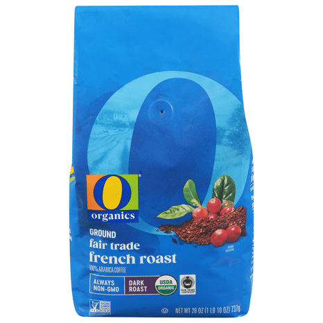 O O Organic Dark Roast French Roast Ground Coffee USDA Organic Fair Trade 100% Arabica 26 Ounce