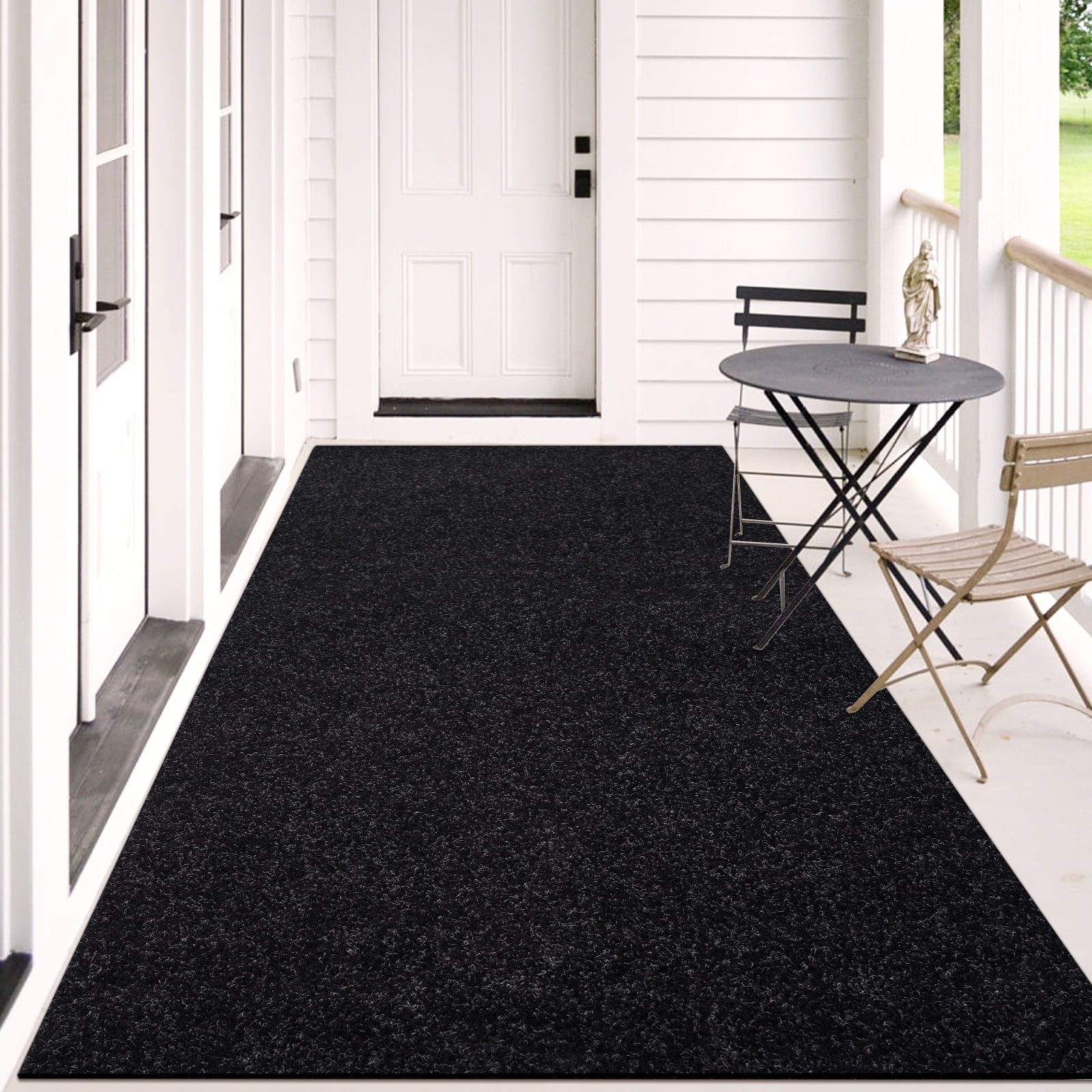 Morefany Indoor Runner Rug 2ft x 6ft Waterproof Non-Slip Stain-Resistant Flame Retardant Black