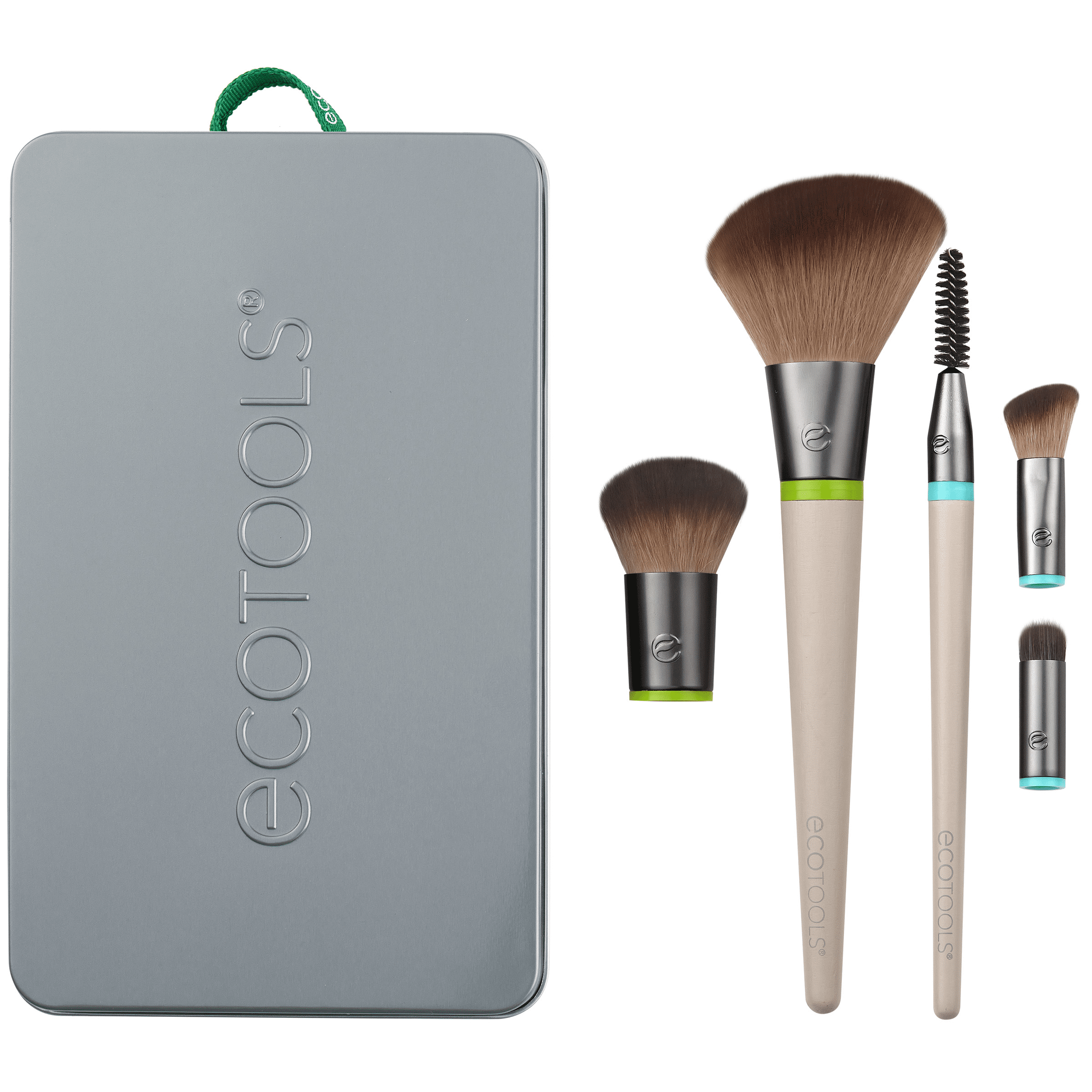 EcoTools Interchangeables Daily Essentials Total Face Makeup Brush Kit, 8 Piece Set