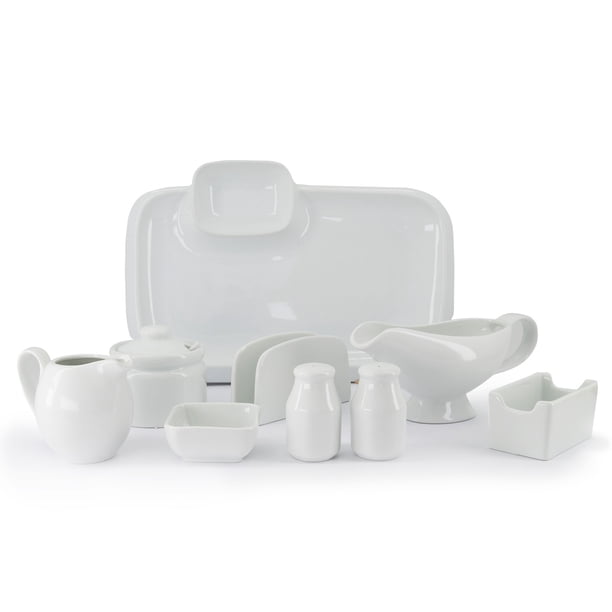 Servicio De Mesa Vajilla Moderna Premium Porcelana Chefmaker 9 Piezas Color Blanco