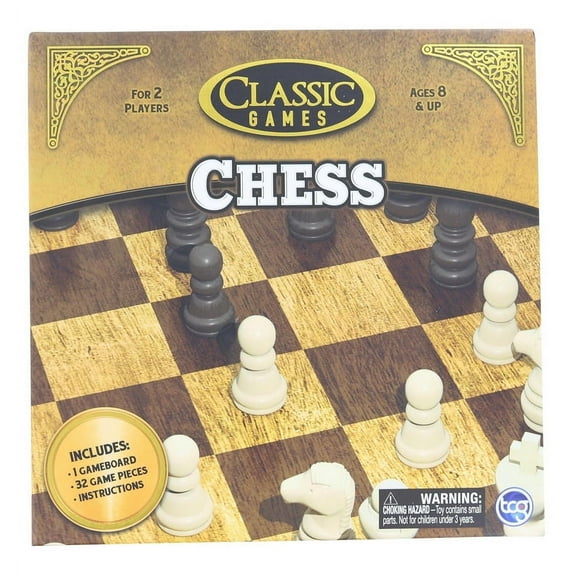 Classic Games Wood Chess Set | Board & 32 Game Pieces