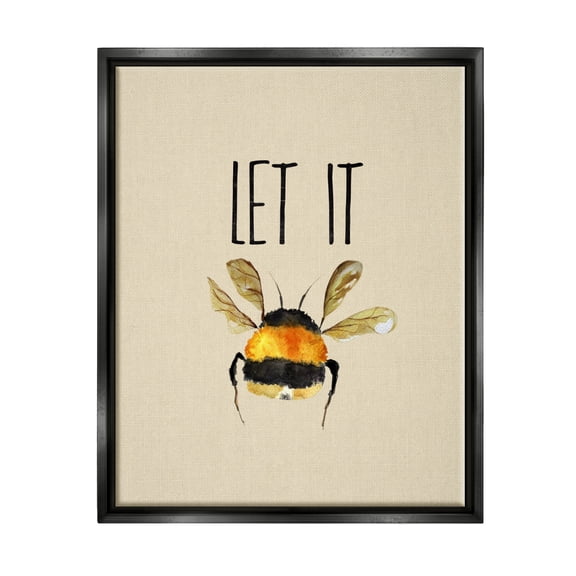 Stupell Industries Let It Bee Insect Animals & Insects Painting Black Floater Framed Canvas Art Print Wall Art, 17 x 21
