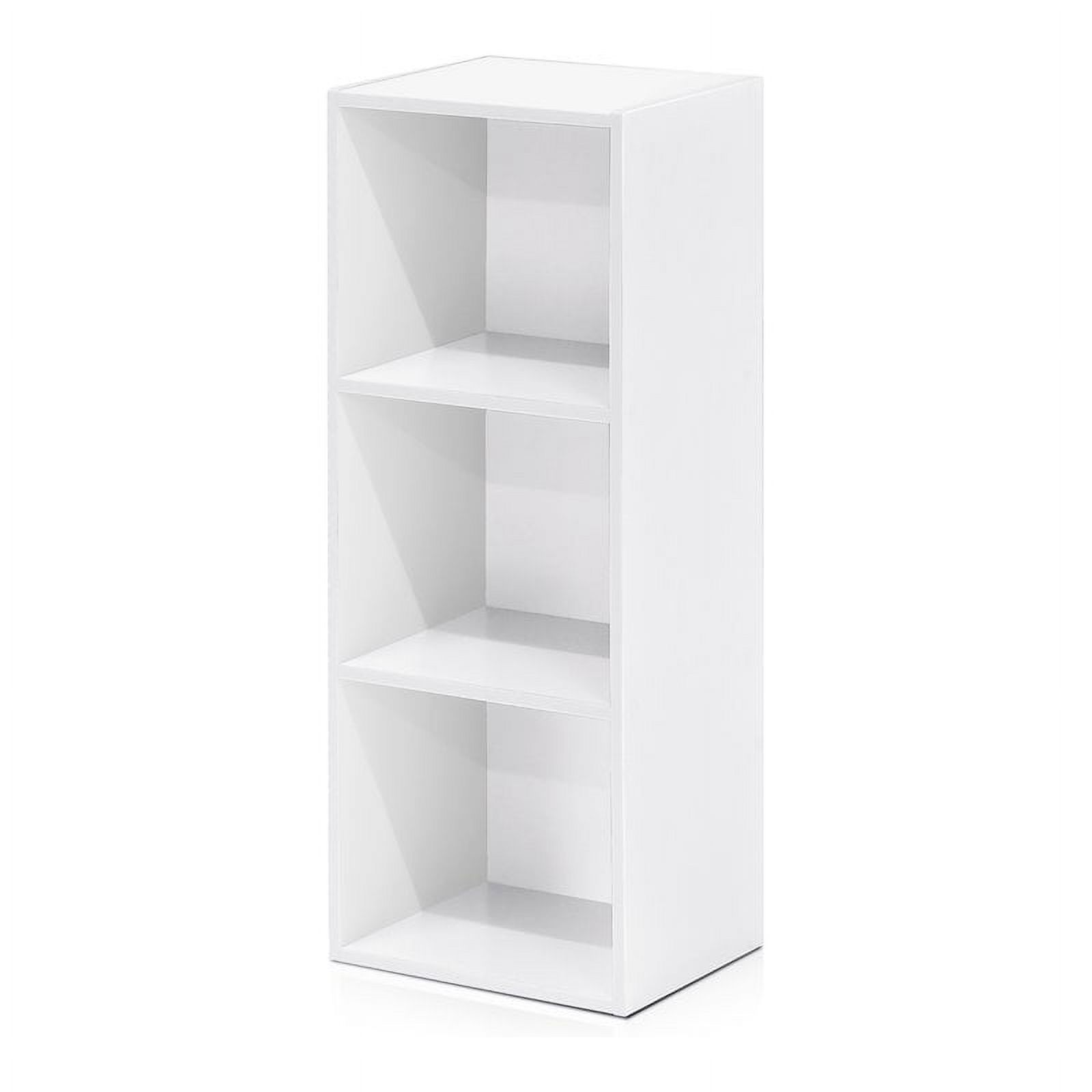 Furinno 3-Tier Open Shelf Bookcase, White photo 2
