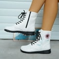 thumbnail image 6 of Wavsuf Hiking Boots for Women Round Toe Short Ankle-High Printed Lace Up White Shoes Size 38, 6 of 6