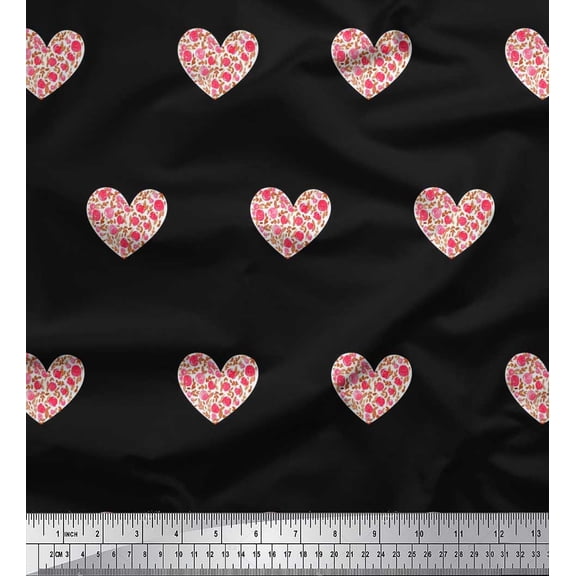 Soimoi Cotton Voile Fabric Floral & Heart Printed Craft Fabric by The Yard 42 Inch Wide