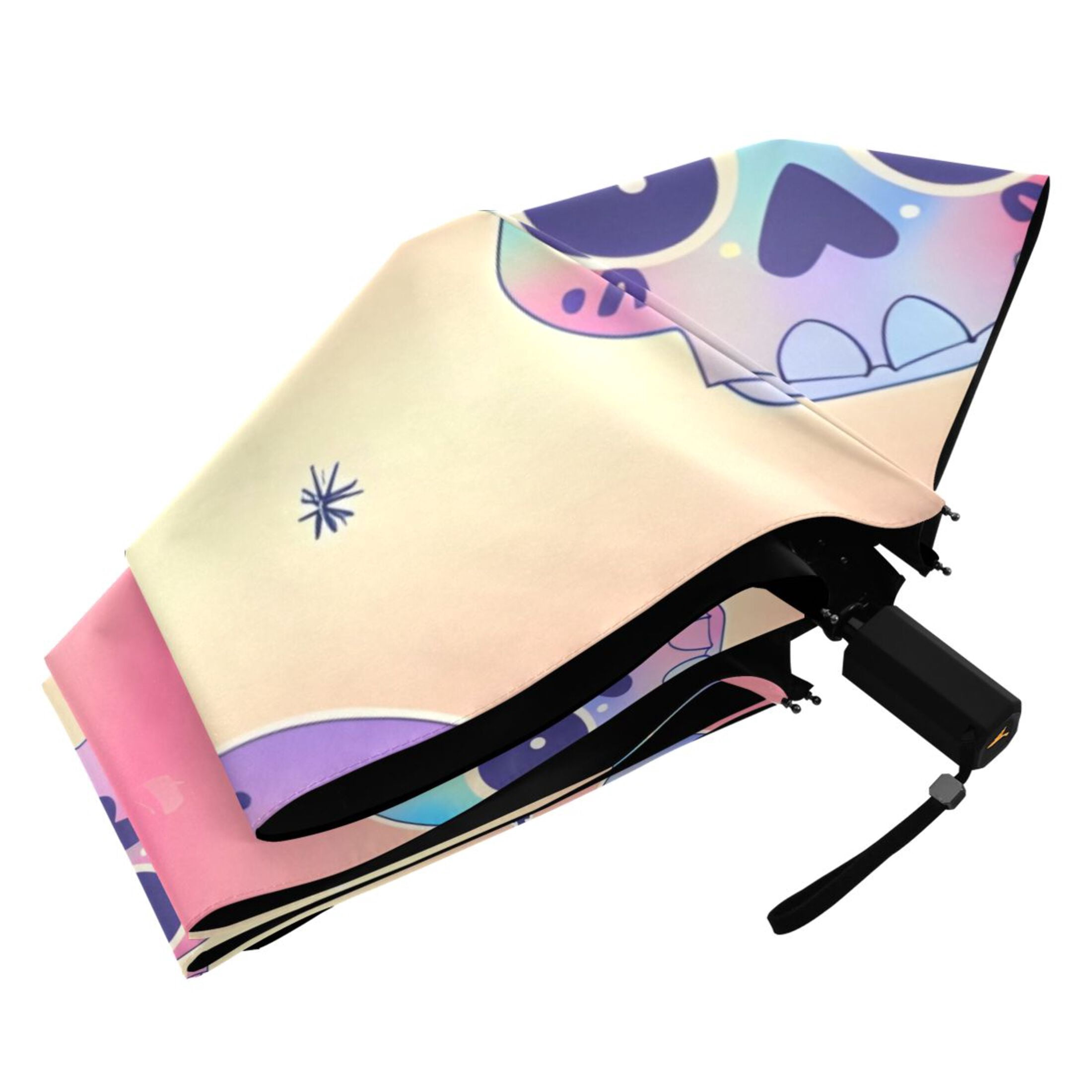 ALAZA Cute Tie-dye Skull UPF 50+ Compact Folding Umbrella for Rain Travel Umbrella Packable