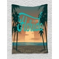 thumbnail image 1 of Florida Tapestry, Hand Painting Style Grungy Sunset Scenery at Coastline with Palm Tree Silhouettes, Wall Hanging for Bedroom Living Room Dorm Decor, 40W X 60L Inches, Multicolor, by Ambesonne, 1 of 2