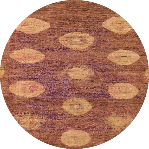 Ahgly Company Machine Washable Indoor Round Abstract Red Area Rugs, 8' Round