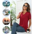 thumbnail image 6 of JuneFish Women's Summer Floral Tunic Tops Short Sleeve V Neck Casual Pleated Blouse, 6 of 7