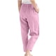 thumbnail image 4 of WILLBEST Pantalones Casuales elegantes para Mujer, Cintura Elástica, Pantalones Tobilleros de Lino Liso con Bolsillos para Uso Diario Chica, 4 of 6