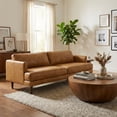 thumbnail image 4 of Livingston 90 inch Wide Mid-Century Modern Sofa in Sienna Top Grain Genuine Leather, 4 of 12
