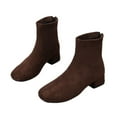 thumbnail image 5 of Suede Boots for Women Chunky Mid Heel Square Toe Ankle Booties Fashion Casual Warm Comfortable Fall Winter Shoes for Women Brown 6.5, 5 of 8