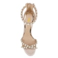 thumbnail image 3 of FSJ Women Graceful Chunky Block Heel Open Toe Pearl Ankle Strap Sandals Back Zipper Wedding Party Prom Dress Shoes Size 4 Champagne, 3 of 3