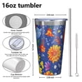 thumbnail image 4 of 16oz Tumblers Pioneer Flower Floral Print Pattern Stainless Steel Vacuum Insulated Double Wall Travel Tumbler Cups Mug with Lid and Straw,Cleaning Brush for Coffee,Tea, 4 of 4