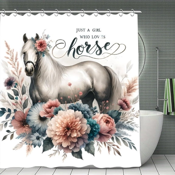 Horse Themed Shower Curtain 70.8x70.8 Inch,Bathroom Shower Curtain,Home Waterproof Fabric Shower Curtain Bathtub Decor with Hooks