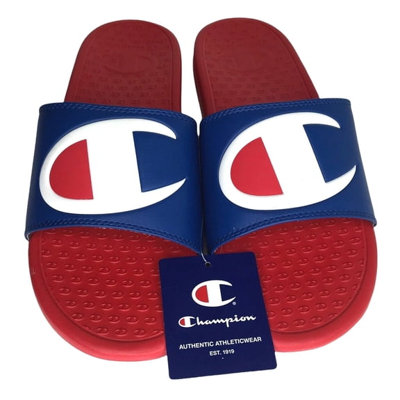 Champion Men's Slide Sandals Size 12 Royal Blue-Red Lightweight & Comfortable