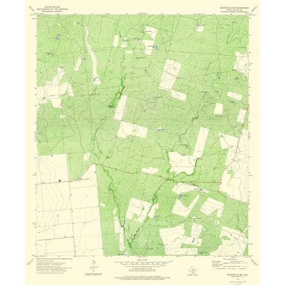 Topographical Map - Batesville Texas South West Quad - USGS 1972 - 23 x 27.90 - Vintage Wall Art