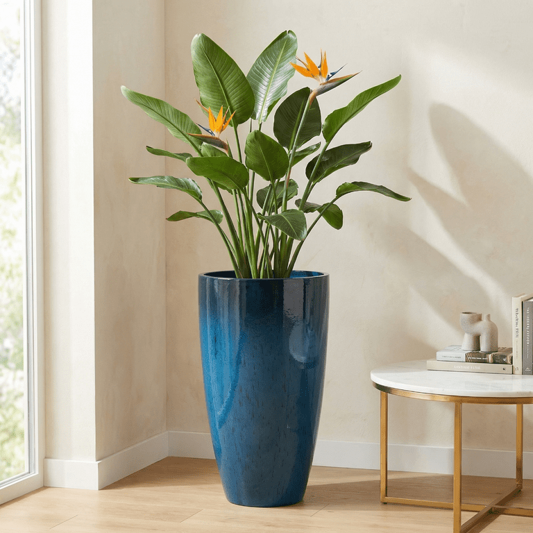 Bibana 21 inch Tall Round Planters, Blue, 2-Pack photo 3
