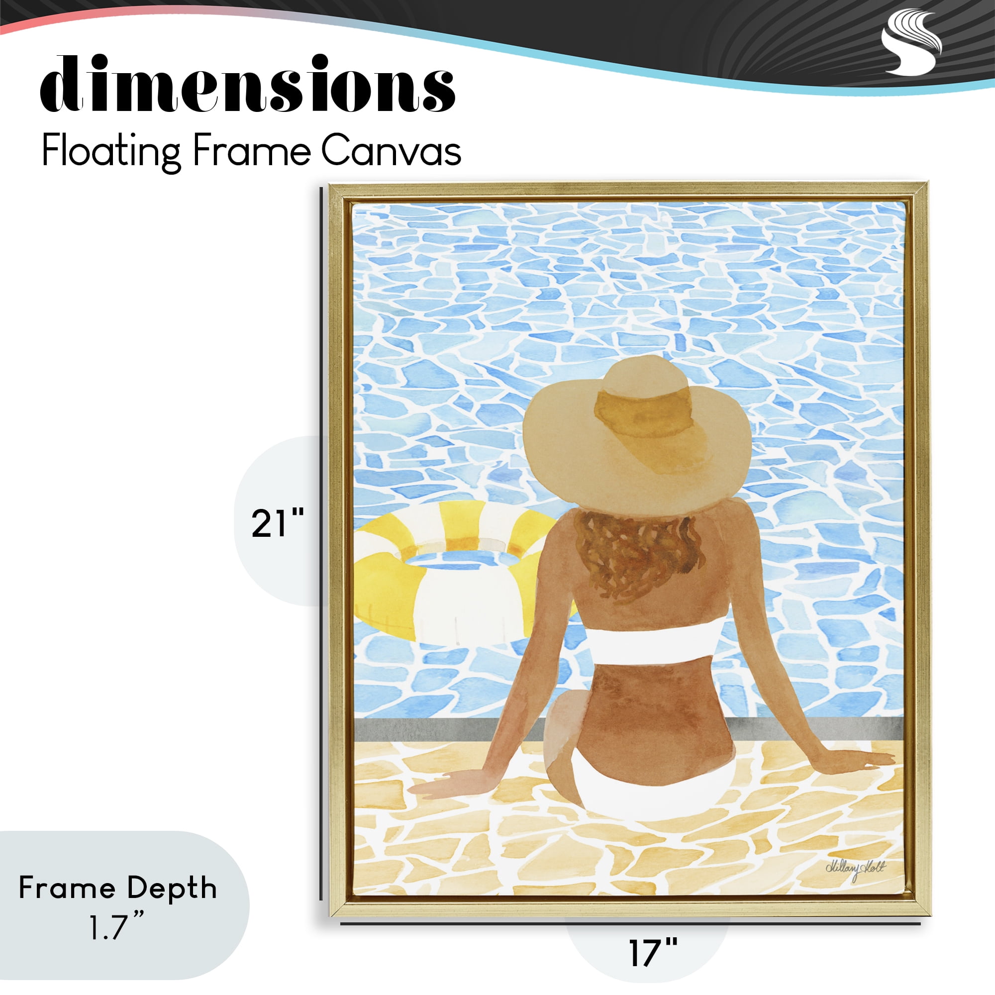 Stupell Industries Summer Poolside Chill Gold Framed Floater Canvas Wall Art, design by Hillary Holt