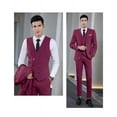thumbnail image 7 of Men's Suit Slim Fit 3 Piece Suit Double Breasted Suit One Button Formal Wedding Prom Suits Burgundy M, 7 of 7