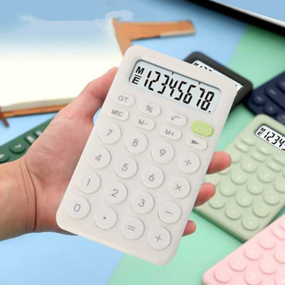HOARBOEG Candy Color Electron Calculator 8-Digit Standard Calculator LED Large Display Scientific Calculator with Round Buttons & Non-Slip Mat Portable Rubber & Plastic Calculator