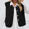 thumbnail image 4 of ZUKMRJPC Women's Fall Winter Fleece Vest Casual Crewneck Trendy Sleeveless Jacket Button Down Open Front Fuzzy Warm Outerwear with Pocket, 4 of 7