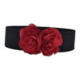 thumbnail image 3 of yuksok Womens Wide Belt Casual Corset Belt Elastic Waist Belt for Coat Dress Decoration Black and Red, 3 of 9