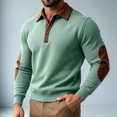 thumbnail image 7 of TOUMENY Men Sweater Button Down Long Sleeve Solid Collared Slim Tops Fall Winter Casual Vintage Fashion Pullover Mint Green XXXXL, 7 of 7