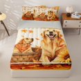 thumbnail image 2 of Manfei Kawaii Dog Zipper Twin Comforter Sets with Fitted Sheet and 2 Pillowcases, Autumn Maple Leaf Zipper Bedding Set, Orange Golden, Gray Reversible, 4pcs, 2 of 7