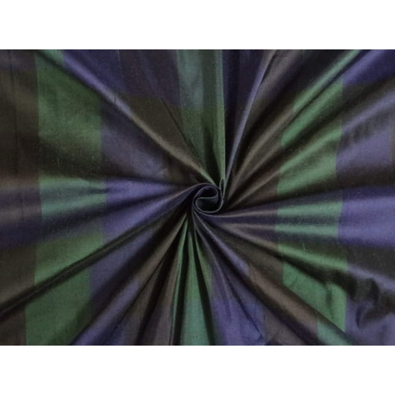 SILK DUPIONI dark Plaids Fabric 54quot; wide